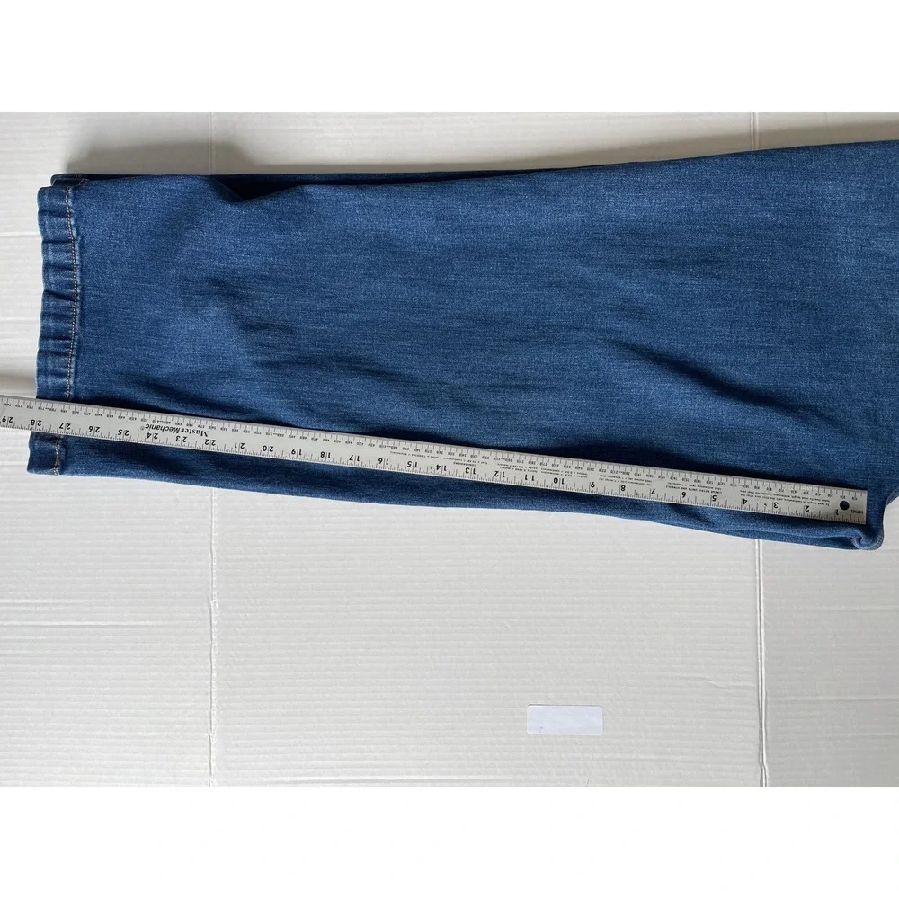 St Johns Bay Wide Leg Jeans Size 16 Stretch Elastic‎ Waist Comfort Denim